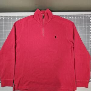 Vintage Polo Ralph Lauren Sweater Large Red Estate Rib 1/4 Zip Preppy Golf 90s